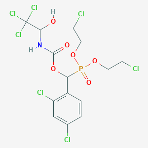 molecular formula C14H15Cl7NO6P B400370 Bis(2-chloroethyl) (2,4-dichlorophenyl)({[(2,2,2-trichloro-1-hydroxyethyl)amino]carbonyl}oxy)methylphosphonate 