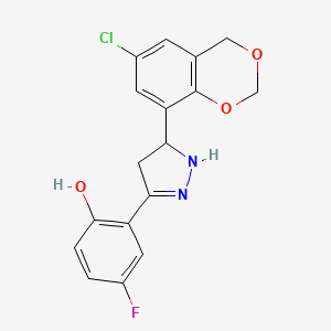 2-[5-(6-chloro-4H-1,3-benzodioxin-8-yl)-4,5-dihydro-1H-pyrazol-3-yl]-4-fluorophenol