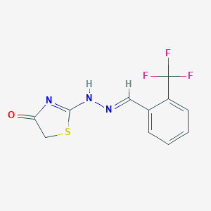 molecular formula C11H8F3N3OS B400377 2-[(2E)-2-[[2-(trifluoromethyl)phenyl]methylidene]hydrazinyl]-1,3-thiazol-4-one 