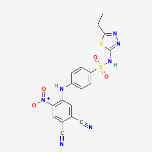 molecular formula C18H13N7O4S2 B4003819 4-(4,5-dicyano-2-nitroanilino)-N-(5-ethyl-1,3,4-thiadiazol-2-yl)benzenesulfonamide 