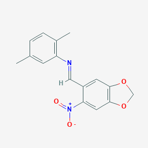 molecular formula C16H14N2O4 B400406 2,5-dimethyl-N-[(6-nitro-1,3-benzodioxol-5-yl)methylene]aniline 