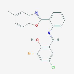 2-Bromo-4-chloro-6-({[2-(5-methyl-1,3-benzoxazol-2-yl)phenyl]imino}methyl)phenol