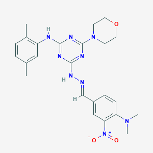 4-(Dimethylamino)-3-nitrobenzaldehyde {4-[(2,5-dimethylphenyl)amino]-6-morpholin-4-yl-1,3,5-triazin-2-yl}hydrazone
