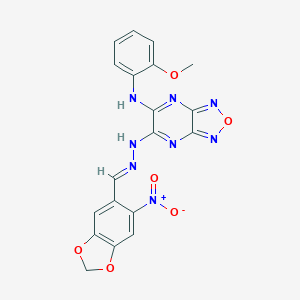 N-(2-methoxyphenyl)-6-{(2E)-2-[(6-nitro-1,3-benzodioxol-5-yl)methylidene]hydrazinyl}[1,2,5]oxadiazolo[3,4-b]pyrazin-5-amine