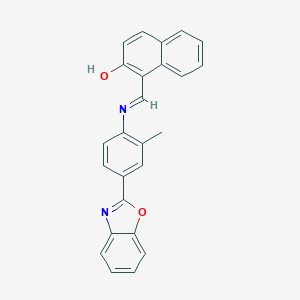 molecular formula C25H18N2O2 B400426 1-({[4-(1,3-Benzoxazol-2-yl)-2-methylphenyl]imino}methyl)-2-naphthol 