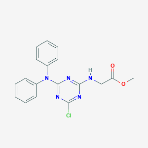 molecular formula C18H16ClN5O2 B400429 methyl 2-[[4-chloro-6-(N-phenylanilino)-1,3,5-triazin-2-yl]amino]acetate 