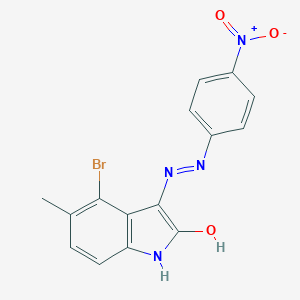 molecular formula C15H11BrN4O3 B400435 4-Bromo-5-methyl-3-[(4-nitro-phenyl)-hydrazono]-1,3-dihydro-indol-2-one 