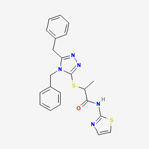 2-[(4,5-dibenzyl-4H-1,2,4-triazol-3-yl)sulfanyl]-N-(1,3-thiazol-2-yl)propanamide