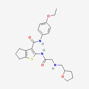 molecular formula C23H29N3O4S B4004529 N-(4-ethoxyphenyl)-2-[[2-(oxolan-2-ylmethylamino)acetyl]amino]-5,6-dihydro-4H-cyclopenta[b]thiophene-3-carboxamide 