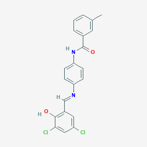 molecular formula C21H16Cl2N2O2 B400474 N-{4-[(3,5-dichloro-2-hydroxybenzylidene)amino]phenyl}-3-methylbenzamide 
