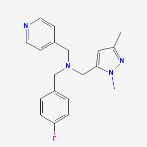 molecular formula C19H21FN4 B4004742 1-(1,3-dimethyl-1H-pyrazol-5-yl)-N-(4-fluorobenzyl)-N-(pyridin-4-ylmethyl)methanamine 