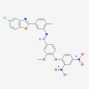 molecular formula C28H19ClN4O7 B400477 2-{3-[(4-{2,4-Bisnitrophenoxy}-3-methoxybenzylidene)amino]-4-methylphenyl}-5-chloro-1,3-benzoxazole 