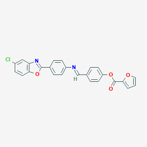 molecular formula C25H15ClN2O4 B400479 4-({[4-(5-Chloro-1,3-benzoxazol-2-yl)phenyl]imino}methyl)phenyl 2-furoate 