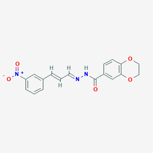 molecular formula C18H15N3O5 B400482 N'-(3-{3-nitrophenyl}-2-propenylidene)-2,3-dihydro-1,4-benzodioxine-6-carbohydrazide 