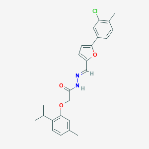 molecular formula C24H25ClN2O3 B400483 N'-{[5-(3-chloro-4-methylphenyl)-2-furyl]methylene}-2-(2-isopropyl-5-methylphenoxy)acetohydrazide 