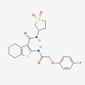 molecular formula C21H23FN2O5S2 B4004882 N-(1,1-dioxidotetrahydrothiophen-3-yl)-2-{[(4-fluorophenoxy)acetyl]amino}-4,5,6,7-tetrahydro-1-benzothiophene-3-carboxamide 