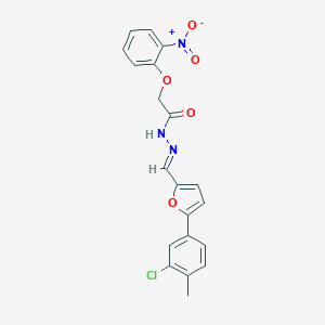 molecular formula C20H16ClN3O5 B400490 N'-{[5-(3-chloro-4-methylphenyl)-2-furyl]methylene}-2-{2-nitrophenoxy}acetohydrazide 