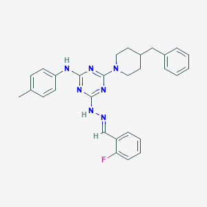 molecular formula C29H30FN7 B400507 2-Fluorobenzaldehyde [4-(4-benzylpiperidin-1-yl)-6-(4-toluidino)-1,3,5-triazin-2-yl]hydrazone 