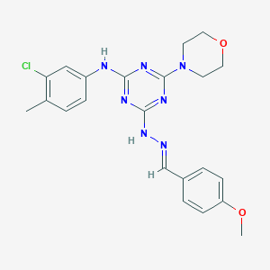 molecular formula C22H24ClN7O2 B400509 4-Methoxybenzaldehyde [4-(3-chloro-4-methylanilino)-6-morpholin-4-yl-1,3,5-triazin-2-yl]hydrazone 