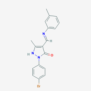molecular formula C18H16BrN3O B400512 2-(4-bromophenyl)-5-methyl-4-(3-toluidinomethylene)-2,4-dihydro-3H-pyrazol-3-one 