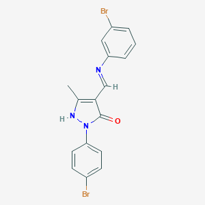 molecular formula C17H13Br2N3O B400515 4-[(3-bromoanilino)methylene]-2-(4-bromophenyl)-5-methyl-2,4-dihydro-3H-pyrazol-3-one 