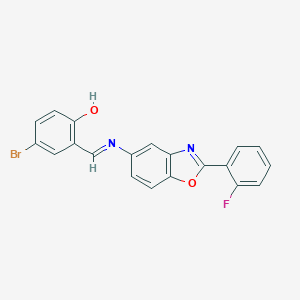 molecular formula C20H12BrFN2O2 B400517 4-Bromo-2-({[2-(2-fluorophenyl)-1,3-benzoxazol-5-yl]imino}methyl)phenol 