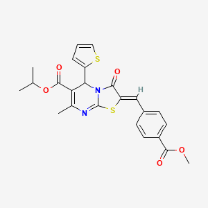 molecular formula C24H22N2O5S2 B4005193 propan-2-yl (2Z)-2-[(4-methoxycarbonylphenyl)methylidene]-7-methyl-3-oxo-5-thiophen-2-yl-5H-[1,3]thiazolo[3,2-a]pyrimidine-6-carboxylate 