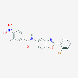 molecular formula C21H14BrN3O4 B400524 N-[2-(2-bromophenyl)-1,3-benzoxazol-5-yl]-3-methyl-4-nitrobenzamide 