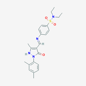 molecular formula C23H28N4O3S B400527 4-({[1-(2,4-dimethylphenyl)-3-methyl-5-oxo-1,5-dihydro-4H-pyrazol-4-ylidene]methyl}amino)-N,N-diethylbenzenesulfonamide 