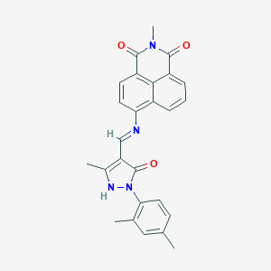 molecular formula C26H22N4O3 B400528 6-({[1-(2,4-dimethylphenyl)-3-methyl-5-oxo-1,5-dihydro-4H-pyrazol-4-ylidene]methyl}amino)-2-methyl-1H-benzo[de]isoquinoline-1,3(2H)-dione 