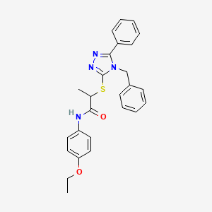 molecular formula C26H26N4O2S B4005398 2-[(4-benzyl-5-phenyl-4H-1,2,4-triazol-3-yl)thio]-N-(4-ethoxyphenyl)propanamide 