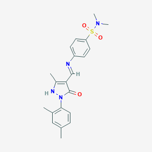 molecular formula C21H24N4O3S B400553 4-({[1-(2,4-dimethylphenyl)-3-methyl-5-oxo-1,5-dihydro-4H-pyrazol-4-ylidene]methyl}amino)-N,N-dimethylbenzenesulfonamide 