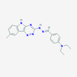 molecular formula C21H23N7 B400555 4-(diethylamino)benzaldehyde (8-methyl-5H-[1,2,4]triazino[5,6-b]indol-3-yl)hydrazone 