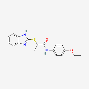 molecular formula C18H19N3O2S B4005618 2-(1H-benzimidazol-2-ylsulfanyl)-N-(4-ethoxyphenyl)propanamide 