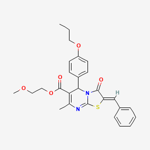 2-methoxyethyl (2Z)-2-benzylidene-7-methyl-3-oxo-5-(4-propoxyphenyl)-5H-[1,3]thiazolo[3,2-a]pyrimidine-6-carboxylate