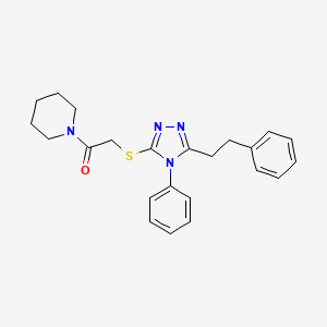 molecular formula C23H26N4OS B4005629 2-[[4-phenyl-5-(2-phenylethyl)-1,2,4-triazol-3-yl]sulfanyl]-1-piperidin-1-ylethanone 