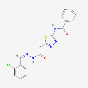 molecular formula C18H14ClN5O2S B400569 N-(5-{2-[2-(2-chlorobenzylidene)hydrazino]-2-oxoethyl}-1,3,4-thiadiazol-2-yl)benzamide 