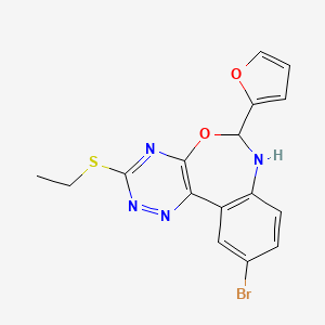 molecular formula C16H13BrN4O2S B4005700 10-bromo-3-(ethylthio)-6-(2-furyl)-6,7-dihydro[1,2,4]triazino[5,6-d][3,1]benzoxazepine 