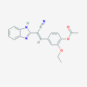 molecular formula C20H17N3O3 B400577 4-[(E)-2-(1H-Benzimidazol-2-yl)-2-cyanoethenyl]-2-ethoxyphenyl acetate 