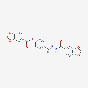 molecular formula C23H16N2O7 B400583 4-[2-(1,3-Benzodioxol-5-ylcarbonyl)carbohydrazonoyl]phenyl 1,3-benzodioxole-5-carboxylate 