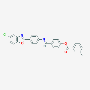 molecular formula C28H19ClN2O3 B400594 4-({[4-(5-Chloro-1,3-benzoxazol-2-yl)phenyl]imino}methyl)phenyl 3-methylbenzoate 