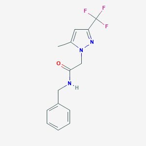 molecular formula C14H14F3N3O B400600 N-benzyl-2-[5-methyl-3-(trifluoromethyl)-1H-pyrazol-1-yl]acetamide 