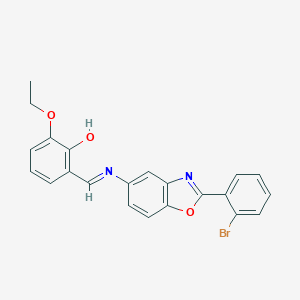 molecular formula C22H17BrN2O3 B400628 2-({[2-(2-Bromophenyl)-1,3-benzoxazol-5-yl]imino}methyl)-6-ethoxyphenol 