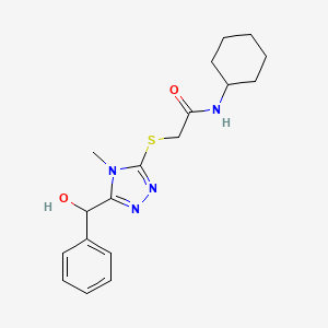 molecular formula C18H24N4O2S B4006316 N-cyclohexyl-2-[[5-[hydroxy(phenyl)methyl]-4-methyl-1,2,4-triazol-3-yl]sulfanyl]acetamide 