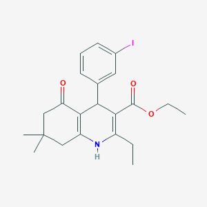 molecular formula C22H26INO3 B400634 Ethyl 2-ethyl-4-(3-iodophenyl)-7,7-dimethyl-5-oxo-1,4,5,6,7,8-hexahydroquinoline-3-carboxylate 