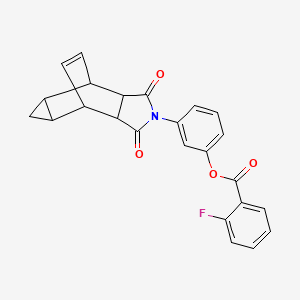 molecular formula C24H18FNO4 B4006444 3-(3,5-dioxo-4-azatetracyclo[5.3.2.0~2,6~.0~8,10~]dodec-11-en-4-yl)phenyl 2-fluorobenzoate 