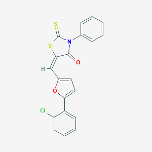 molecular formula C20H12ClNO2S2 B400647 5-{[5-(2-Chlorophenyl)-2-furyl]methylene}-3-phenyl-2-thioxo-1,3-thiazolidin-4-one 