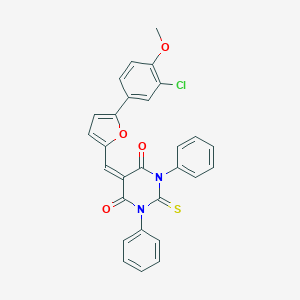 molecular formula C28H19ClN2O4S B400650 5-{[5-(3-chloro-4-methoxyphenyl)-2-furyl]methylene}-1,3-diphenyl-2-thioxodihydro-4,6(1H,5H)-pyrimidinedione 