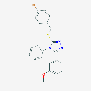 molecular formula C22H18BrN3OS B400651 3-[(4-bromobenzyl)sulfanyl]-5-(3-methoxyphenyl)-4-phenyl-4H-1,2,4-triazole CAS No. 331003-16-8