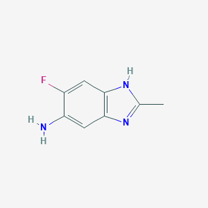 molecular formula C8H8FN3 B040066 6-Fluoro-2-methyl-1H-benzimidazol-5-amine CAS No. 117275-69-1